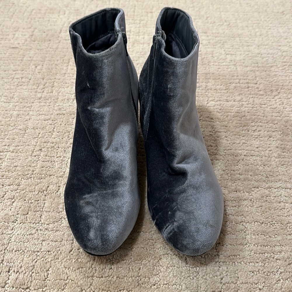 Gray velvet boots